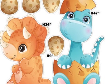 UP2836HS Watercolor cute Dinosaurs Party decorations Props Coroplast Panels, Machine Cut (No stands included)