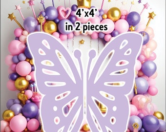 AB4168HS Lavender approx 4'x4' Butterfly 2 pieces set Party decorations Props Coroplast Panels, Contour Machine Cut, (No stands included)