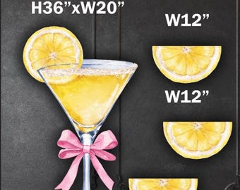 AB5922QS Fresh Squeezed Lemonade Party 3ft citrus Drink coquette bow lemon martini decoration Prop Coroplast Machine Cut.No stands included