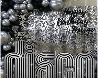 UP1231-2FS(SB)  approx 4x8 set Disco individual SILVER  letters  Party decoration Prop Coroplast Panels Machine Cut (No stands included