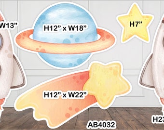 AB4032QS watercolor outer space astronaut theme props Party decorations Props Coroplast Panels, Contour Machine Cut, (No stands included)