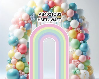 AB4021QS3 (SB) 6x4 FT Rainbow Pastel open arch panel Party decorations Props Coroplast Panels, Contour Machine Cut, (No stands included)