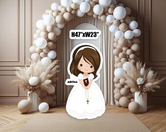 AB1744 Approx 4FT Girl baptism communion presentation church related occasion Party Prop backdrop decoration Coroplast, Contour Machine Cut