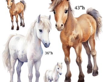 UP2958HS Watercolor Horses Party decoration Props Coroplast Panels, Machine Cut (No stands included