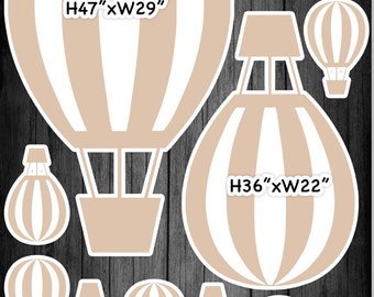 AB3411 Beige nude Hot air balloons for gender reveal baby shower boho Backdrop Party decoration Prop Contour Machine Cut No stands included