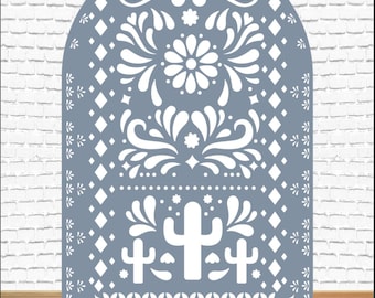 AB4548QS3(SB)  Dusty Blue Mexican Panel cielito lindo  backdrop Party decoration Prop Coroplast Panels Machine Cut (No stands included