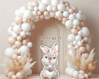 Approx 4 FT cute watercolor Bunny  pastel colors Party decorations Props Coroplast Panels, Machine Cut (No stands included)