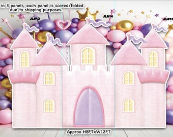 JL013,014,015 (SB)  pink watercolor princess castle Approx 8FT x 12FT backdrop Party decorations Props Coroplast Panels (No stands included)