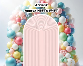 AB3487(SB) 6 ft pink Ripple Arch effect Pastel panel Party decorations Props Coroplast Panels, Contour Machine Cut, (No stands included)