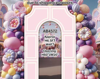 AB4572FS(SB) Pink open Wall FRAME ARCH 6.5x4 Party decorations Props Coroplast Panels, Contour Machine Cut No stands included