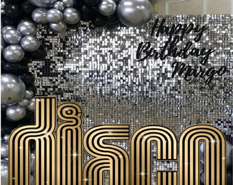 UP1231-1FS(SB)  approx 4x8 set Disco individual GOLD letters  Party decoration Prop Coroplast Panels Machine Cut (No stands included