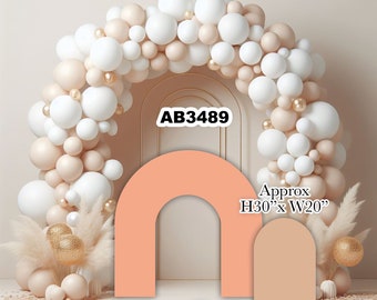 AB3489 Pastel Orange open arch and a small brown panel Party decorations Props Coroplast Panels, Contour Machine Cut, (No stands included)
