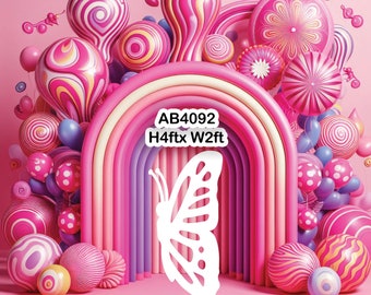 AB4092QS White 4x2 ft  butterfly Party decorations Props Coroplast Panels, Contour Machine Cut, (No stands included)