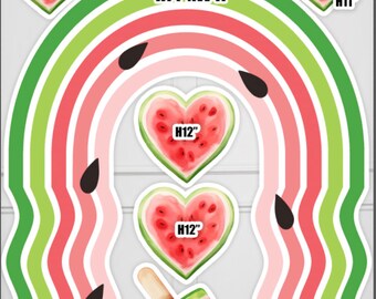 AB4227(SB) Watermelon theme Open Wavy Arch 6x4   Party decorations Props Coroplast Panels, Contour Machine Cut, (No stands included)