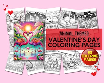 Valentine's Day Coloring Pages Book - Animal Kingdom of Love, Coloring pages for adults & children, Relaxation Coloring Pages, Stress Relief