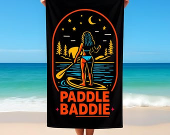 Paddle Baddie Beach Towel, Paddle Boarder Towel, SUP Towel, Stand Up Paddle Beach Gear, Watersports Gift, Paddling Accessory
