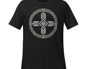 New Mexico Unisex T-shirt | Sacred Symmetry - Unisex Tee | New Mexico Zia | New Mexico Gift | New Mexico Art | Mystic Roadrunner