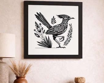 Monochrome RoadRunner Wand Kunst: New Mexico Wand Dekor