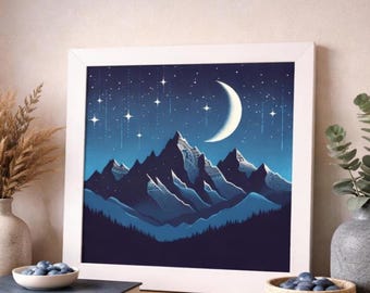 Mystische Berglandschaft: New Mexico Mondschein Kunstdruck
