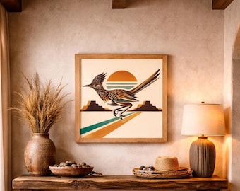 RoadRunner Art Print: Southwest Desert Horizon, Türkis Akzente