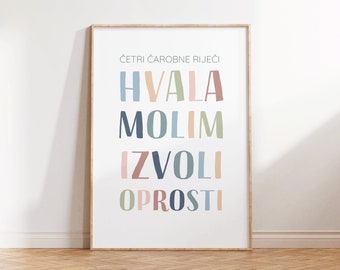 Childrens Alphabet ABECEDA Croatian Poster Bedroom Decor | Nursery ...