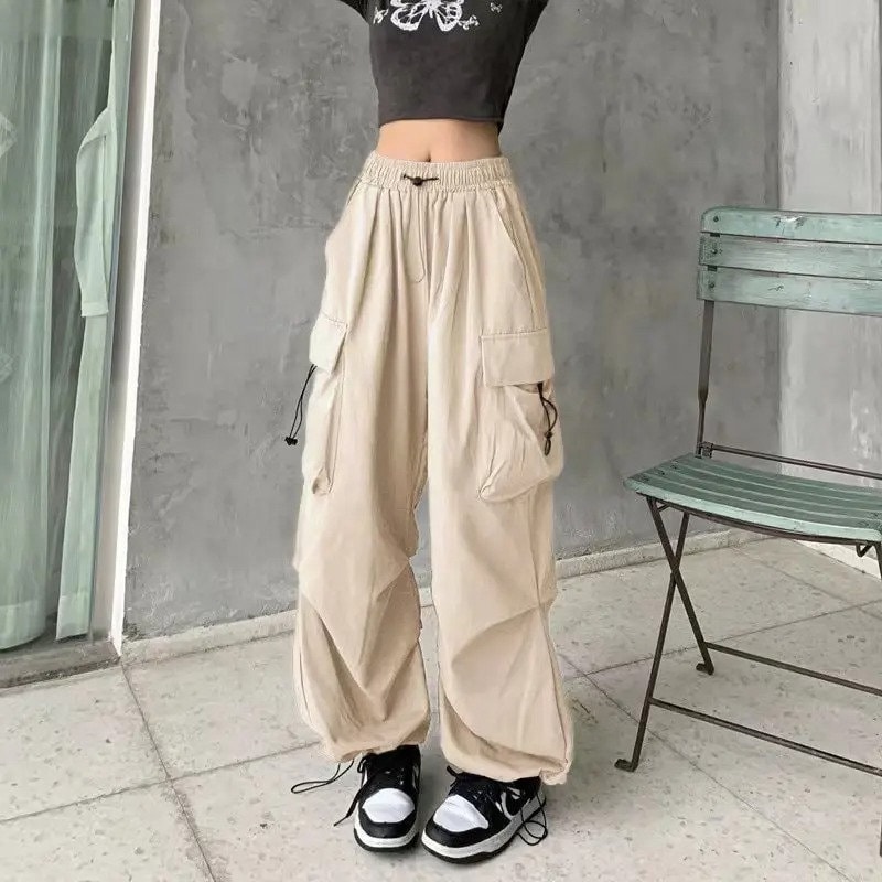 Women Green Cotton Baggy Cargo Pants Tailor Made Formal Casual Retro  Fashion High Street Loose Trousers Aesthetic Outfits Prom Work Attire 