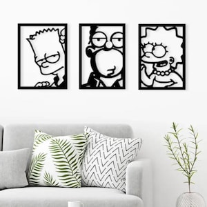 XXL Décoration murale Famille Simpson / Homer, Bart, Lisa / Décoration salon / Wall art / Décoration murale en cadeau