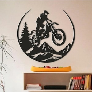 XXL Décoration murale Moto-cross, image de moto 2D, décoration murale en cadeau, grande carte pour la chambre à coucher, décoration de salon