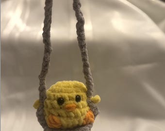 Car Rear View Mirror Crochet Swinging Chicken, Car Hanging Swinging Ornament Chick Charm