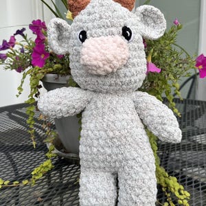 Cow Stuffed Animal Snuggler, Handmade Crocheted Farm Animal Stuffie,  Chonky Cow Plushie, Cow Amigurumi