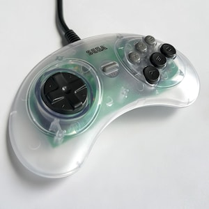 Custom Sega Genesis 6 Button USB Controller Transparent Clear Retro-Bit Pcb MK-1653 New 10FT Cable Mac PC PS3 Switch Steam