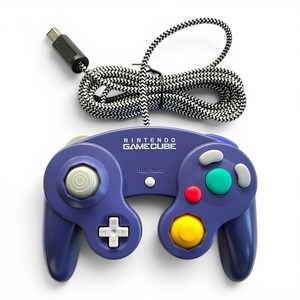 Custom Phob GCC GameCube Controller Indigo Blue OEM Bald Buttons Hall Effect TMR Joysticks Spring Mod Paracord Cable Mouse Click Z-Button