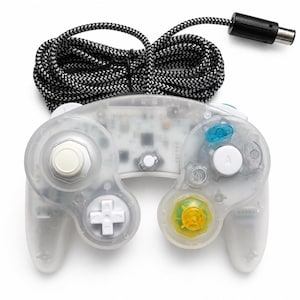 Custom Phob GCC GameCube Controller Multi Color Clear & White Hall Effect TMR Joysticks Spring Mod Paracord Cable Mouse Click Z-Button
