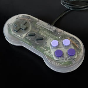 Custom Transparent Smoke Clear Gray SNES Controller: Restored 16bit Gamepad for Super Nintendo/Famicom