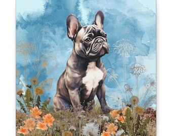 Opera d'arte di Bulldog francese, ritratto di Bulldog francese, tela di Bulldog francese, decorazione da parete con cane, regalo per amanti dei cani, regalo unico per animali domestici, decorazione da parete