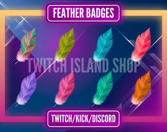 Sous-badges de plumes | Insignes de bits | Insignes Twitch | Sous-badges mignons | Insignes scintillants Twitch | Kawaii | Pastel.