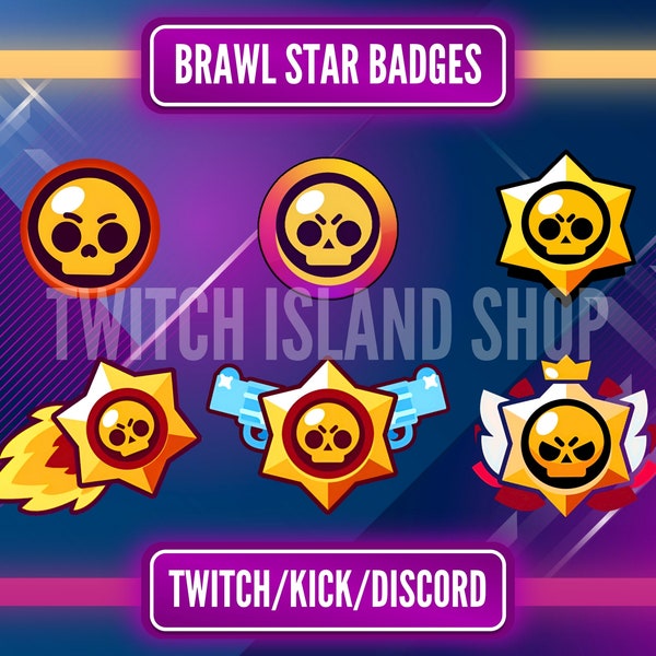 Set Of 6 Adorable Brawl Stars Twitch Sub Badges | Skeleton-Themed | Twitch Star Badges | Instant Access.
