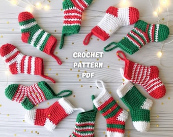 Advent Calendar Mini Stockings Crochet Pattern, Christmas Garland Countdown, Holiday Home decoration, DIY Christmas gifts , English PDF file