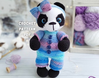 Crochet PATTERN Panda Animals,Amigurumi bear pattern, English PDF file, Crochet toy pattern