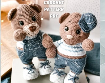 Modèle OURS au crochet Animaux, amigurumi ours en peluche facile à crocheter, fichier PDF en anglais et modèle de jouet au crochet