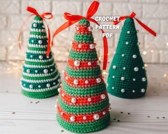 Crochet Pattern Little Colorful Christmas Trees, Christmas decor crochet, Instant Download PDF pattern, DIY Christmas gifts