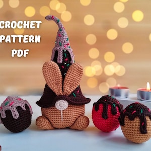 Crochet pattern Сhocolate bunny, Easter gnome amigurumi pattern, crochet easter eggs pattern,Garden spring gnome, PDF tutorial image 1