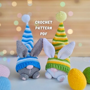 Easter Bunny and egg crochet patterns, crochet gnome amigurumi PDF pattern, Crochet Easter gnomes patterns, crochet Easter decor zdjęcie 1