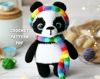 Crochet PATTERN little Panda Animals, Amigurumi bear pattern, English PDF file, Crochet toy pattern