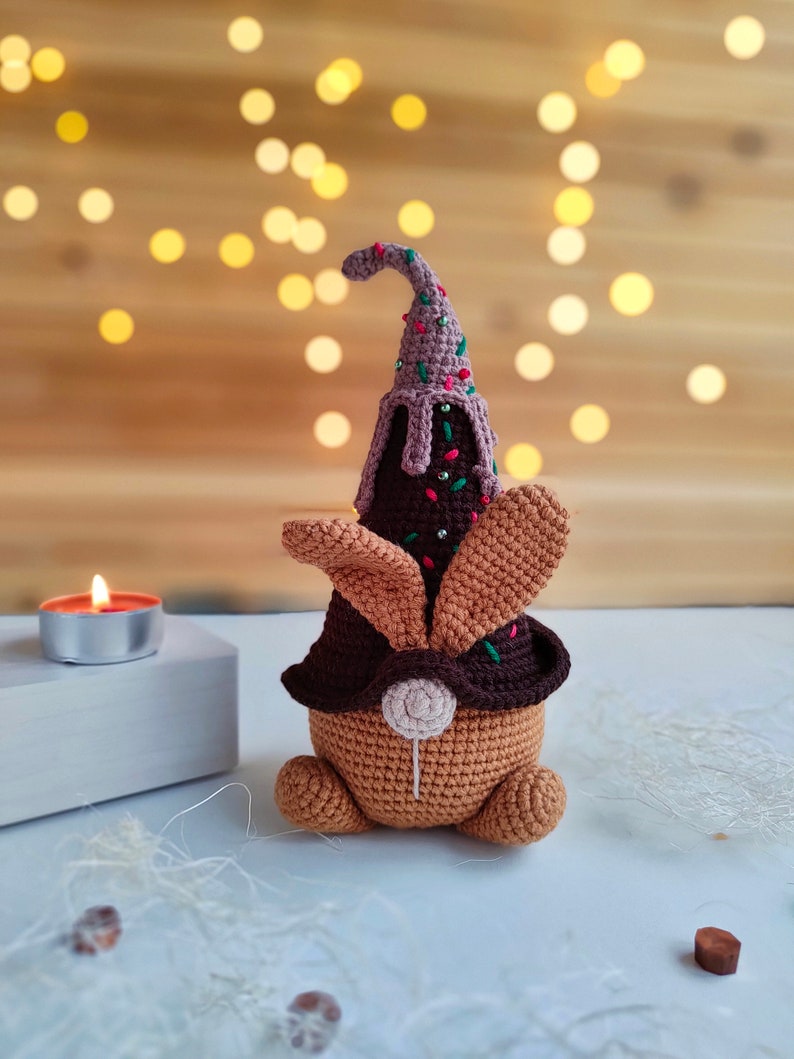 Crochet pattern Сhocolate bunny, Easter gnome amigurumi pattern, crochet easter eggs pattern,Garden spring gnome, PDF tutorial image 8
