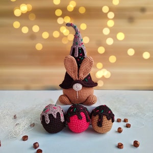 Crochet pattern Сhocolate bunny, Easter gnome amigurumi pattern, crochet easter eggs pattern,Garden spring gnome, PDF tutorial image 5