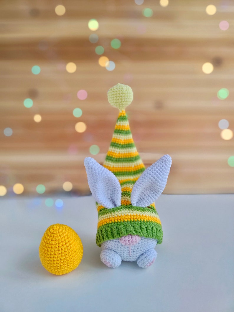 Easter Bunny and egg crochet patterns, crochet gnome amigurumi PDF pattern, Crochet Easter gnomes patterns, crochet Easter decor zdjęcie 9