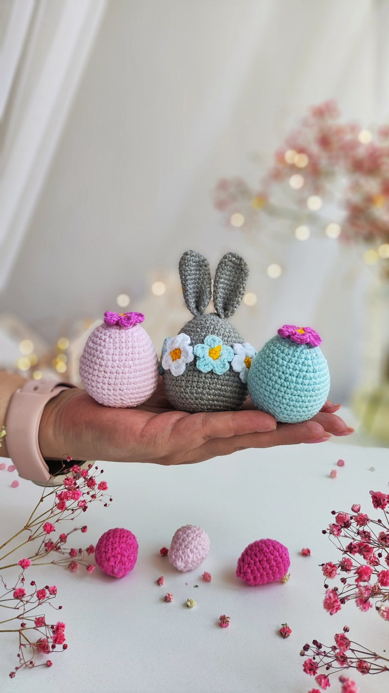 Patrons au crochet Lapin de Pâques et oeuf au crochet, modèle amigurumi lapin nain au crochet, modèle de décoration de Pâques au crochet image 9