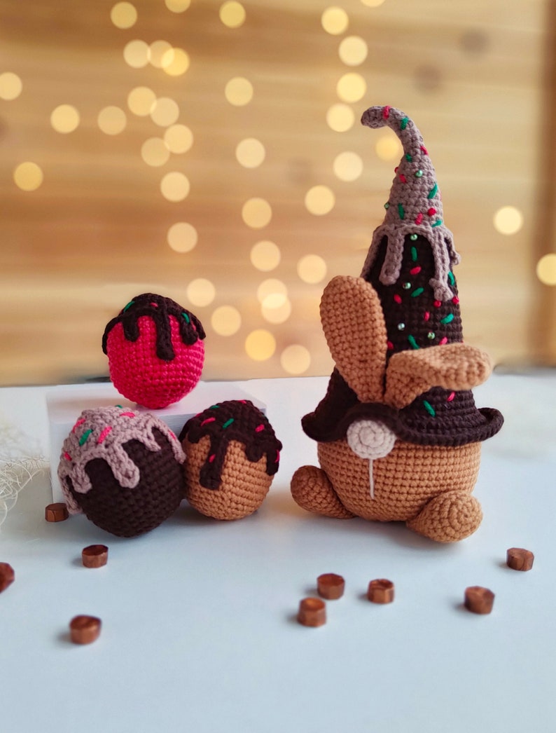 Crochet pattern Сhocolate bunny, Easter gnome amigurumi pattern, crochet easter eggs pattern,Garden spring gnome, PDF tutorial image 6