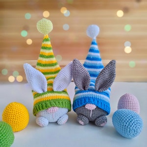 Easter Bunny and egg crochet patterns, crochet gnome amigurumi PDF pattern, Crochet Easter gnomes patterns, crochet Easter decor zdjęcie 4